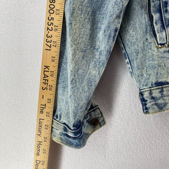 JD DESIGNWORKS Jacket Mens L Painted Applique Denim Trucker Button Up Blue VTG - Picture 10 of 16